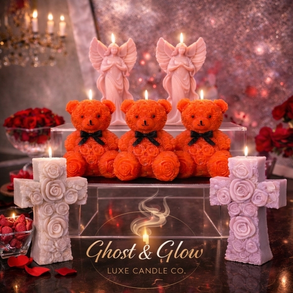 Other - Pure Beeswax Rose Teddy Bear, Angel & Cross Candles Valentine's Day – $15 Each